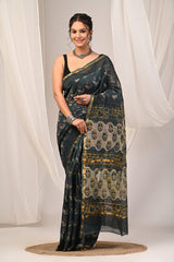 Pure Chanderi Silk Saree | Hand Block Printed Beauty
