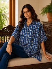 Women's Wooden Button Cotton Kaftan Shirt
