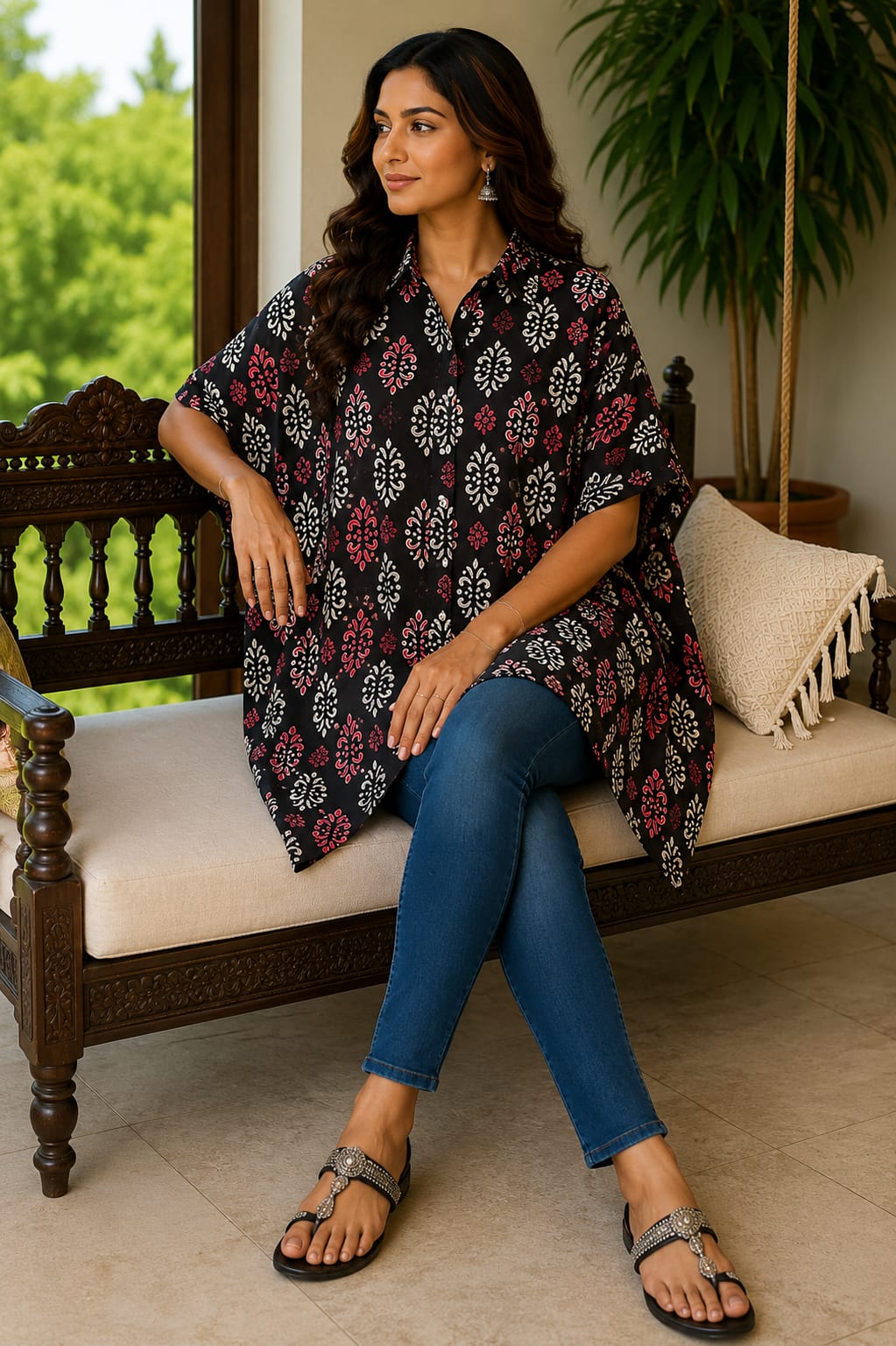 Women's Short Kaftan Top | Pure Cotton Hand Block Printed Shirt