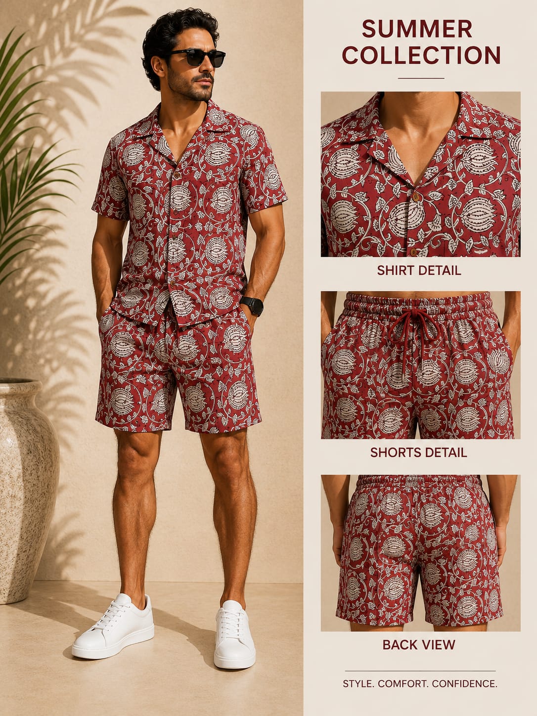 Hand Block Printed Men's Cotton Co-Ord Set
