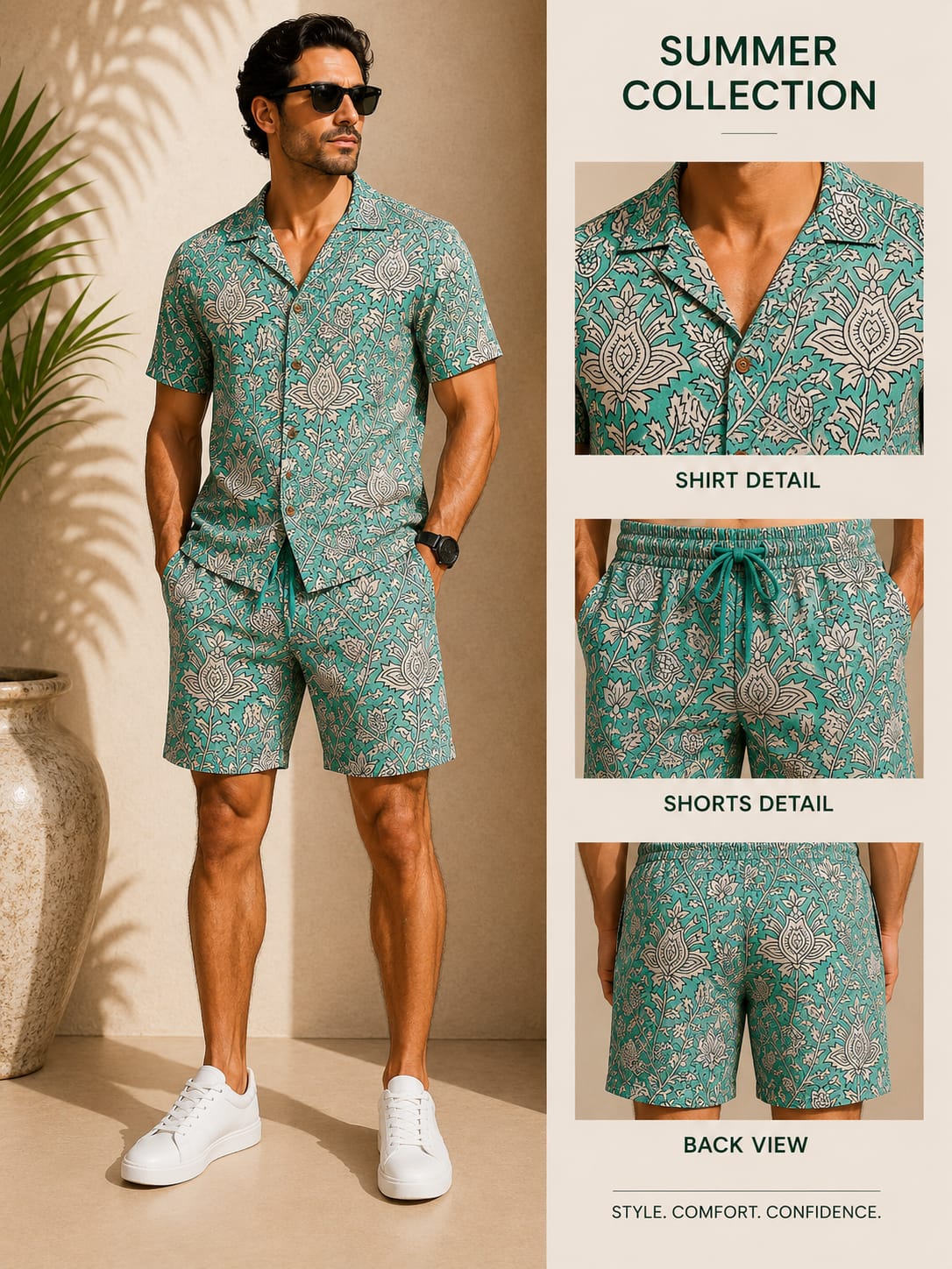 Premium Cotton Shirt & Shorts Co-Ord Set – Hand Block Print