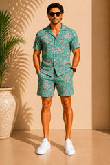 Premium Cotton Shirt & Shorts Co-Ord Set – Hand Block Print