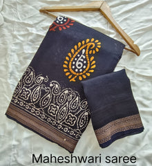 Premium pure Maheshwari Silk Saree Edit