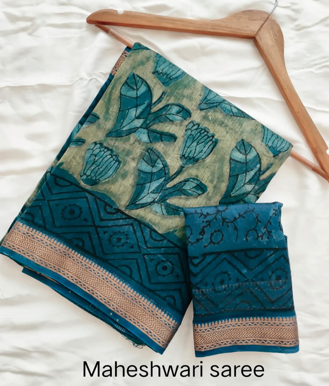 Premium Hand Block Maheshwari Silk Saree