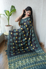 Natural Dye Ajrakh Modal Silk Saree