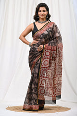 Royal Bagru Print Chanderi Silk Saree