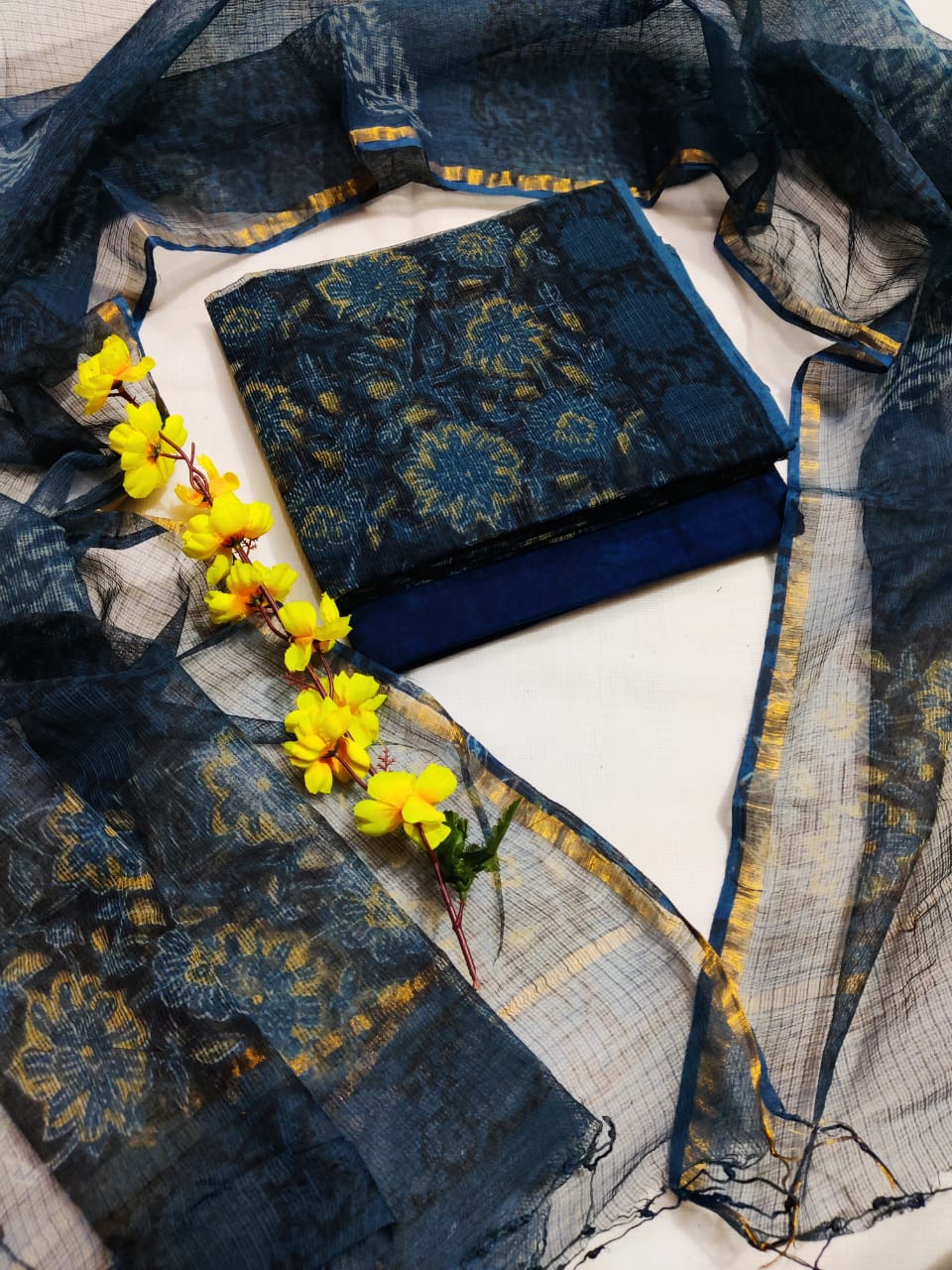 Women's Kota Doria Suit | Pure Cotton Bottom with Kota Doria Suit & Dupatta