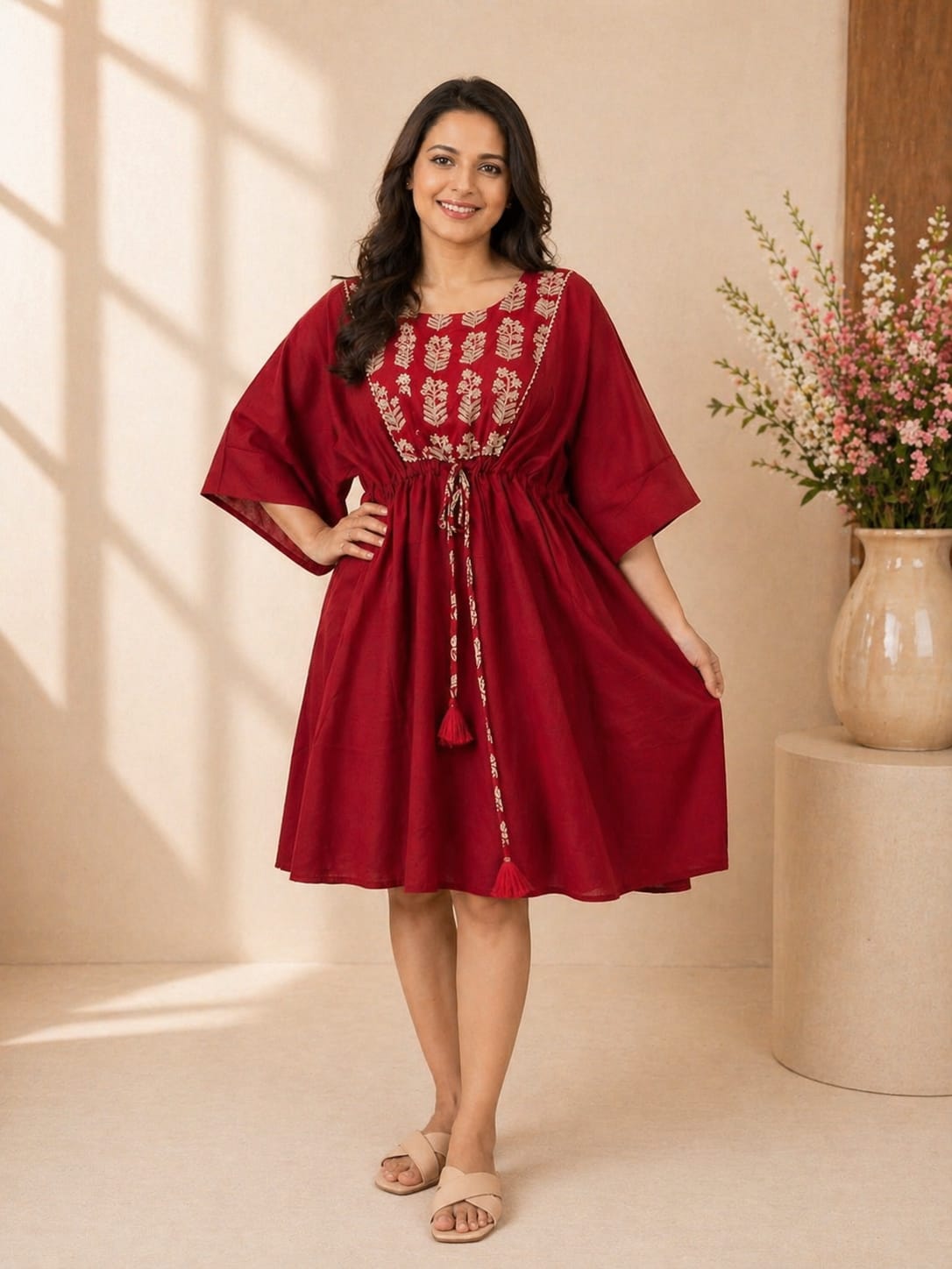 Women's Hand Block Printed Short Kaftan | Pure Cotton