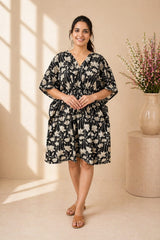 Women's Traditional Hand Block Printed Cotton Short Kaftan