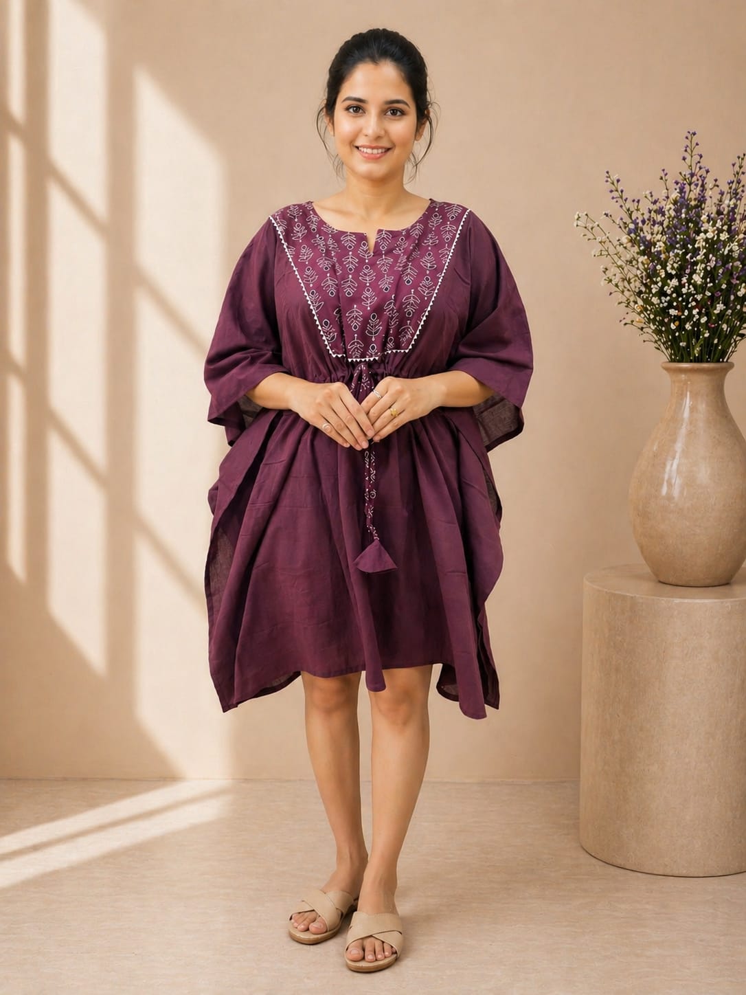 Women's Premium Handcrafted Cotton Short Kaftan