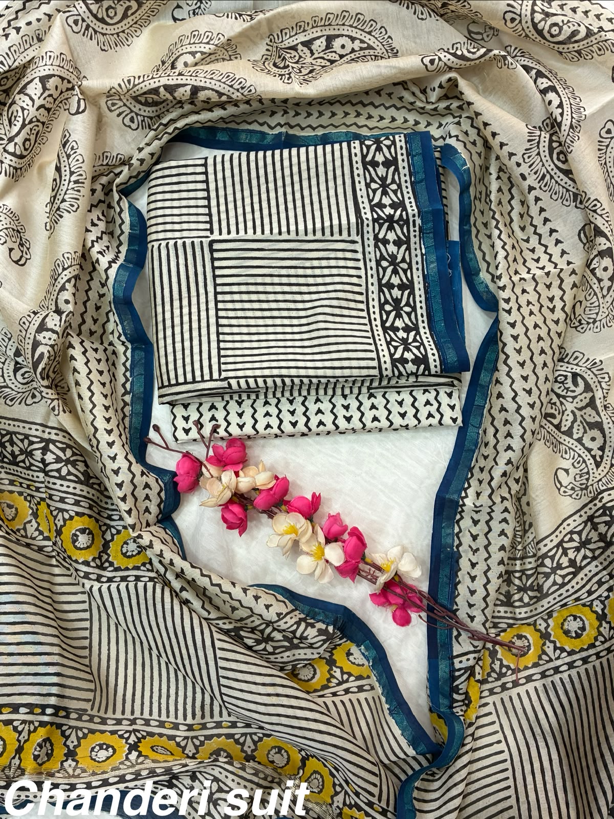 Festive Wear Chanderi Silk Suit Dress Material Set