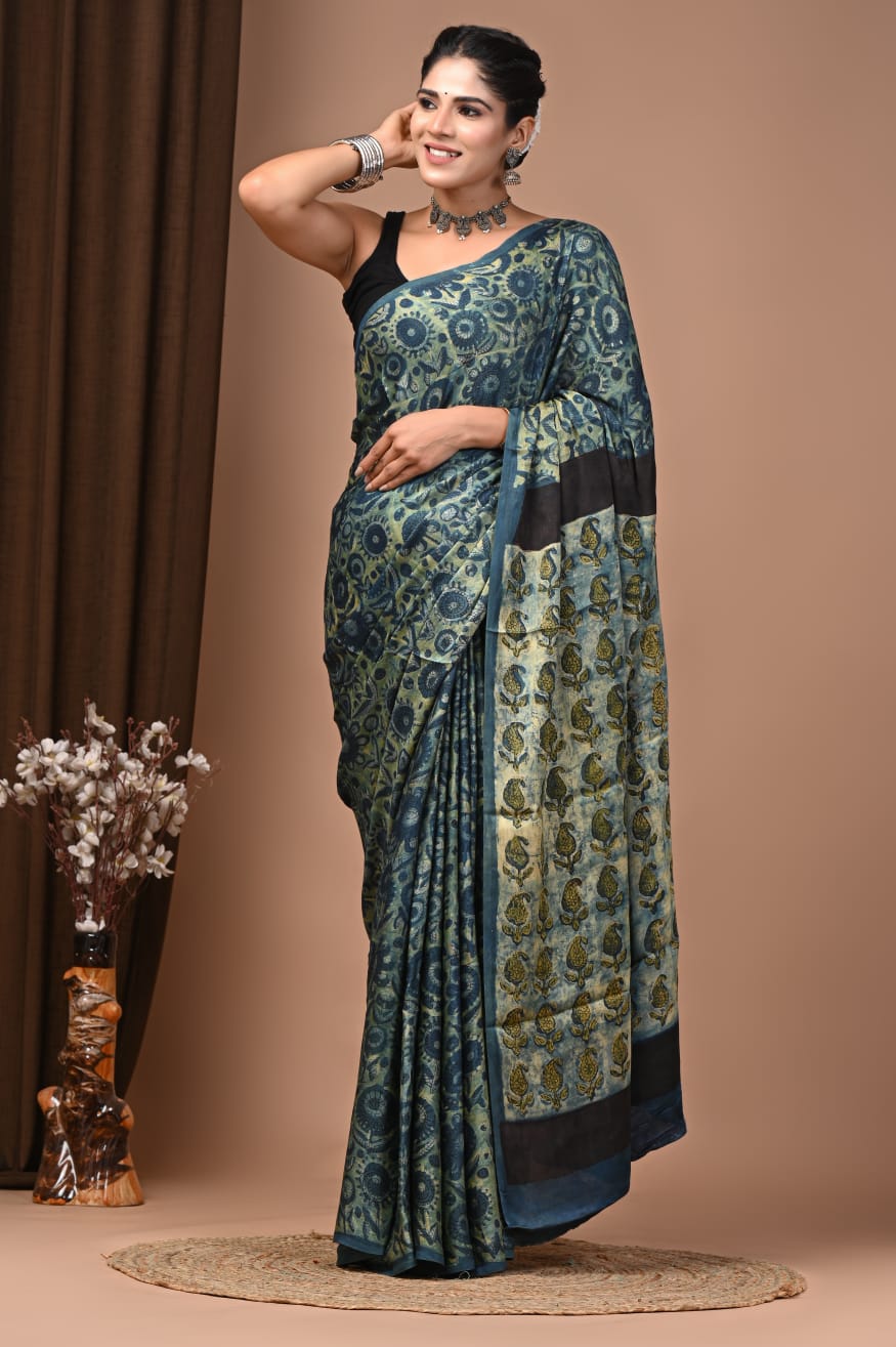 Vanaspati Ajrakh Modal Silk Designer Saree