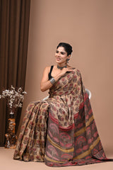 Premium Hand Block Ajrakh Modal Silk Saree