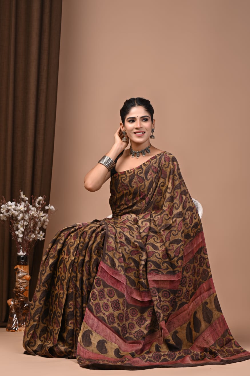 Elite Pomegranate Dye Pure Modal Silk Saree