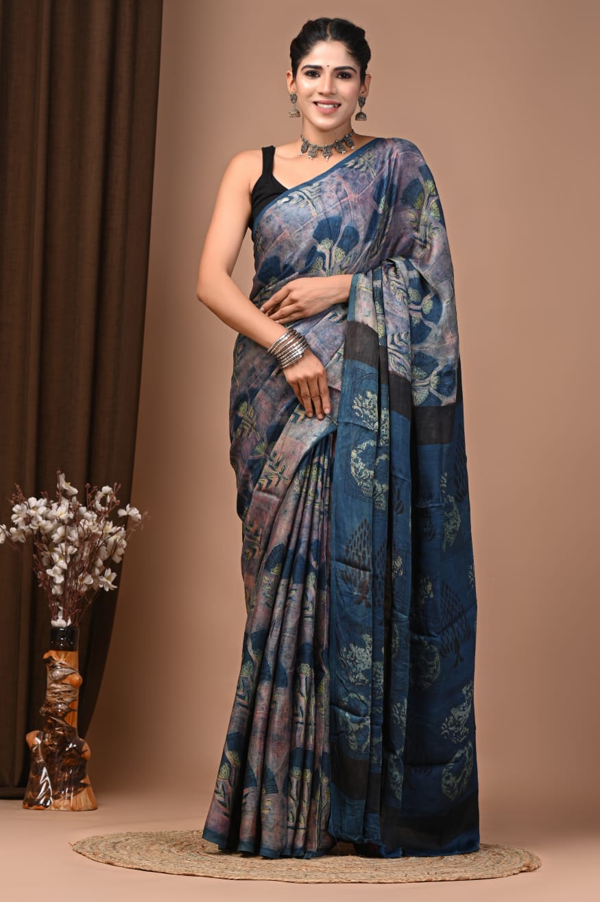 Exclusive Ajrakh Vanaspati Modal Silk Saree
