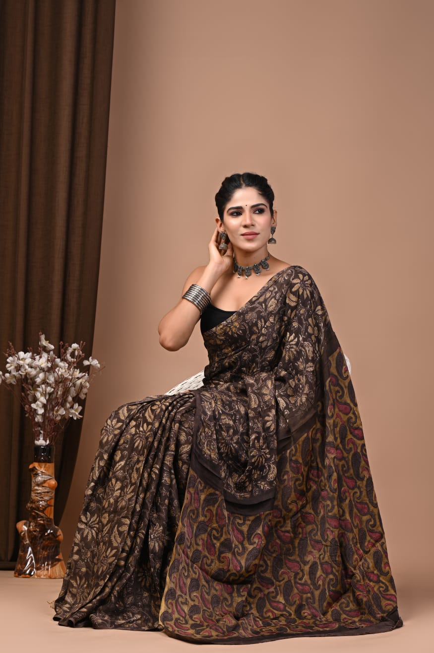 Vanspati Ajrakh Pure Modal Silk Saree