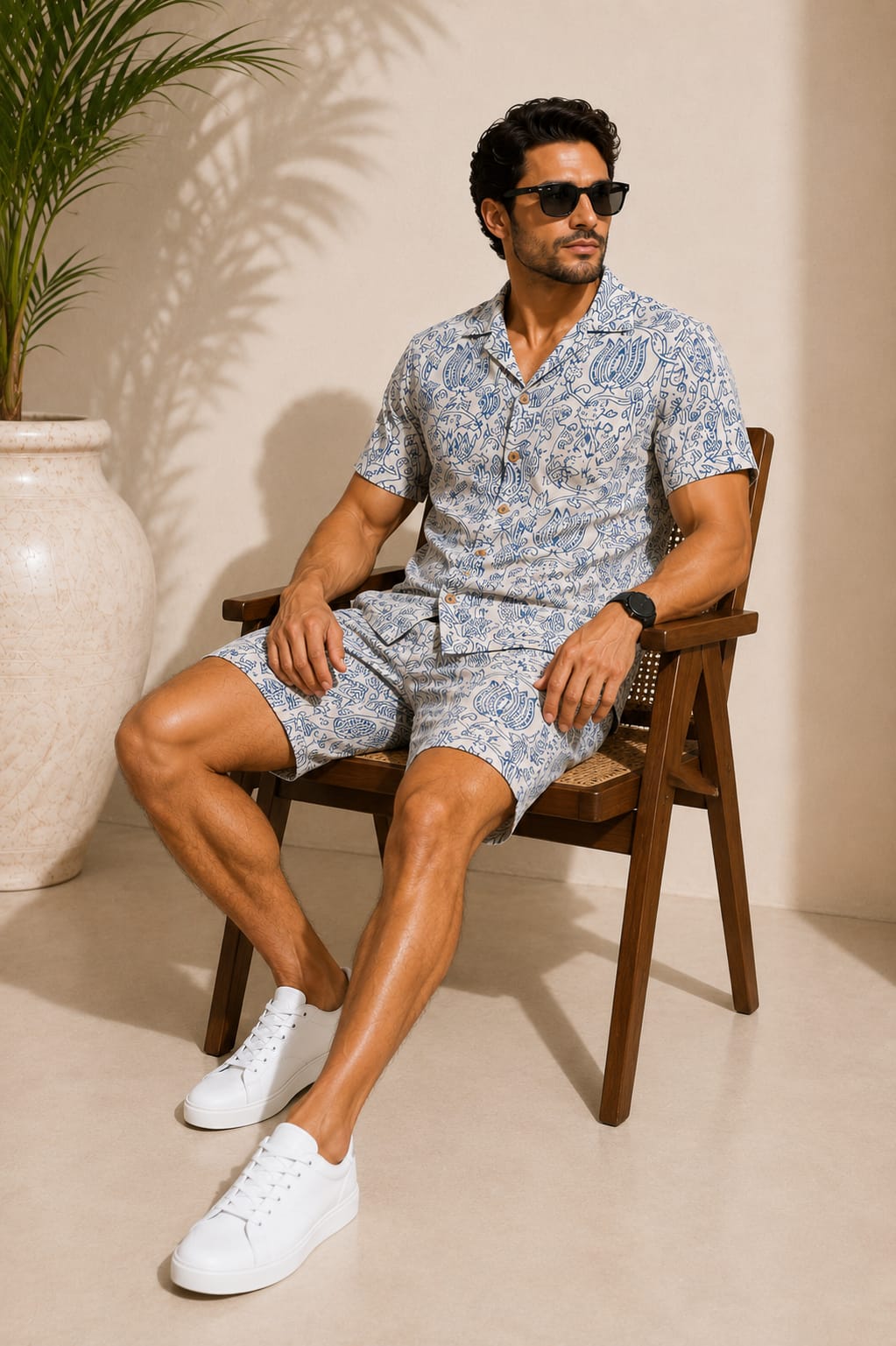 Stylish Men's Pure Cotton Shirt & Shorts Set