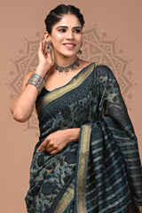 Pure Maheshwari Silk Hand Block Saree