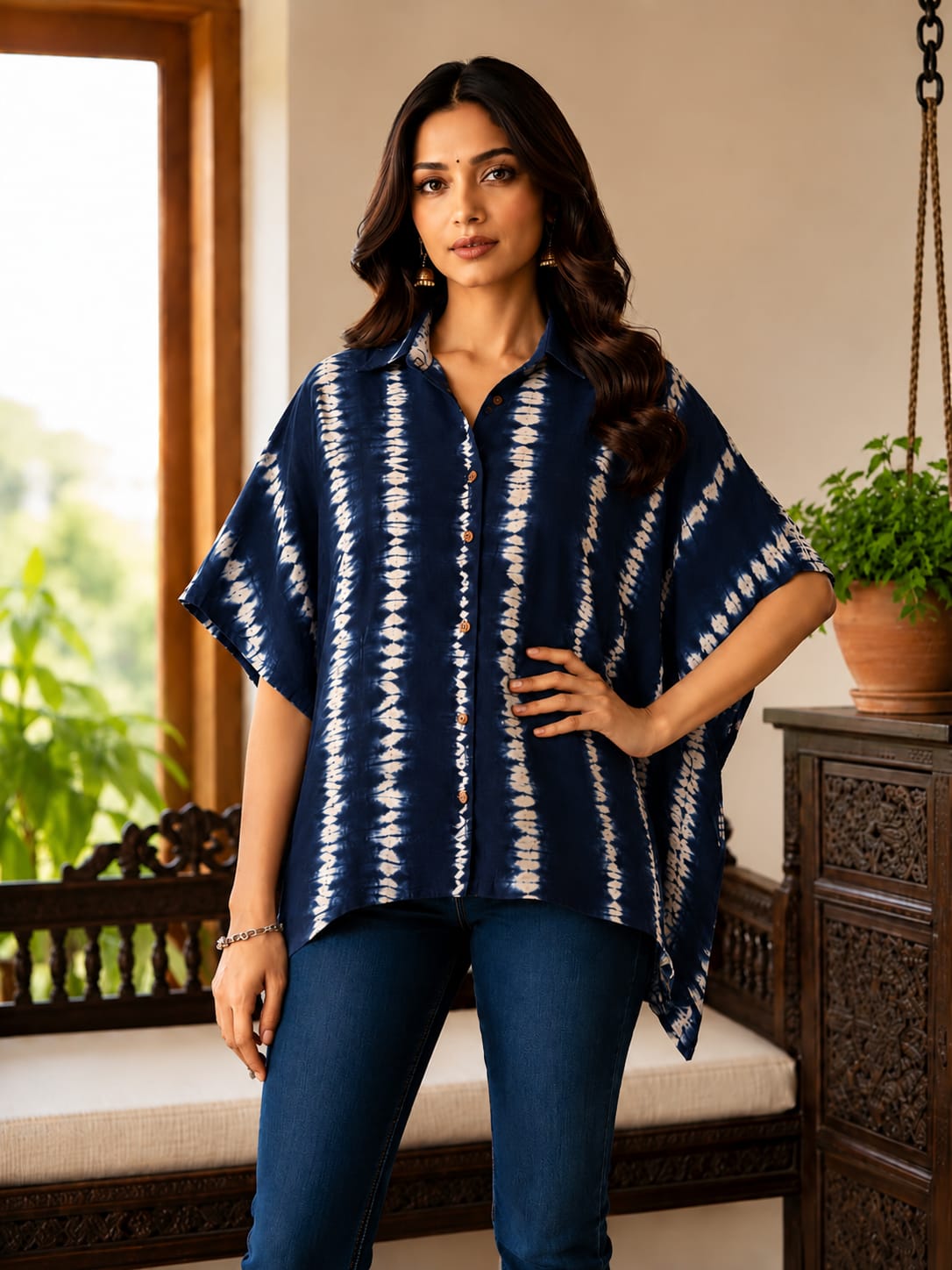 Women's Jaipur Hand Block Printed Shirt Kaftan Top