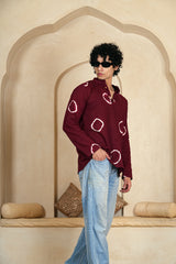 Men's Round Collar Hand Block Printed Cotton Short Kurta