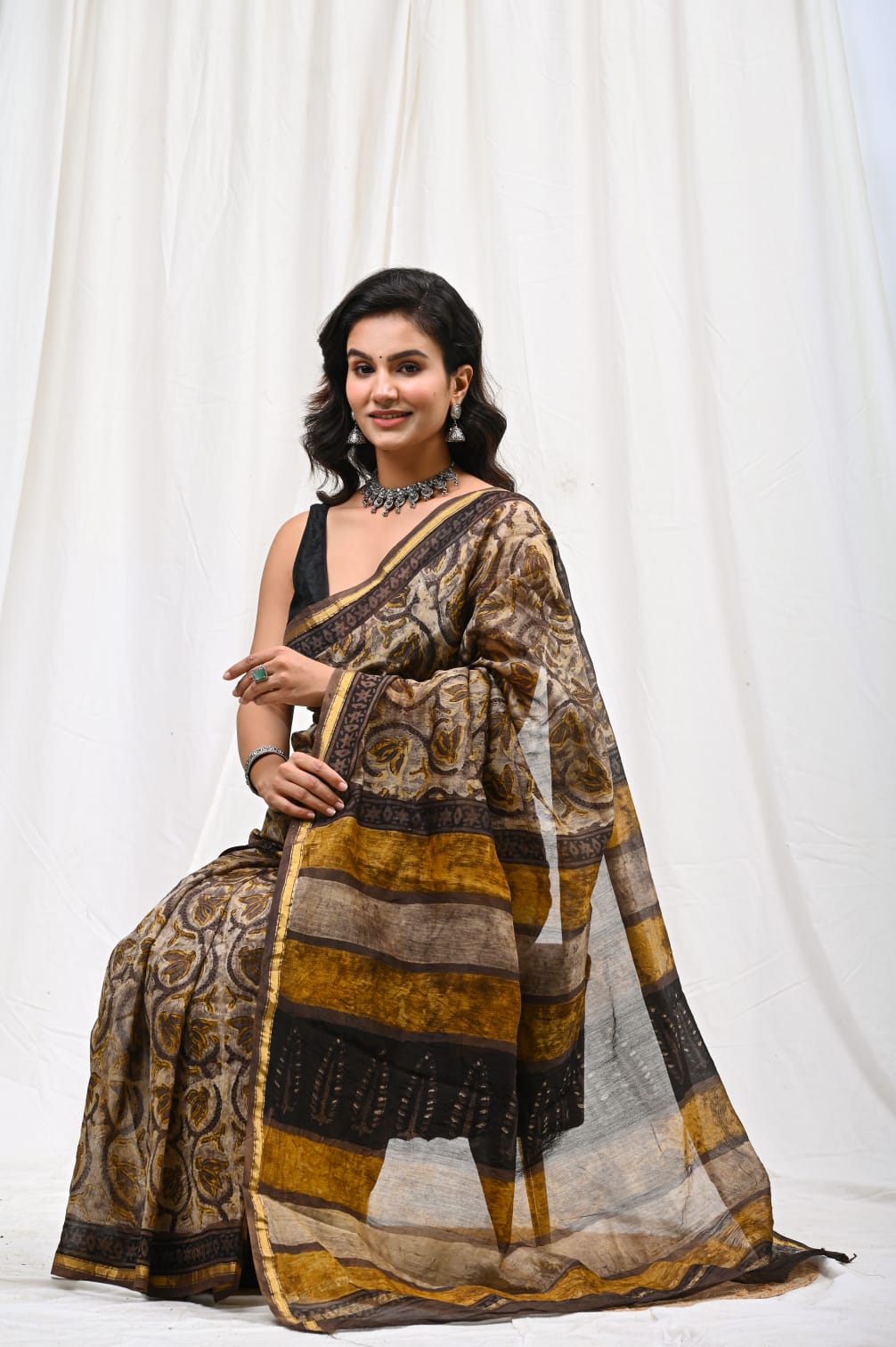 Authentic Bagru Print Chanderi Silk Saree – Premium Quality