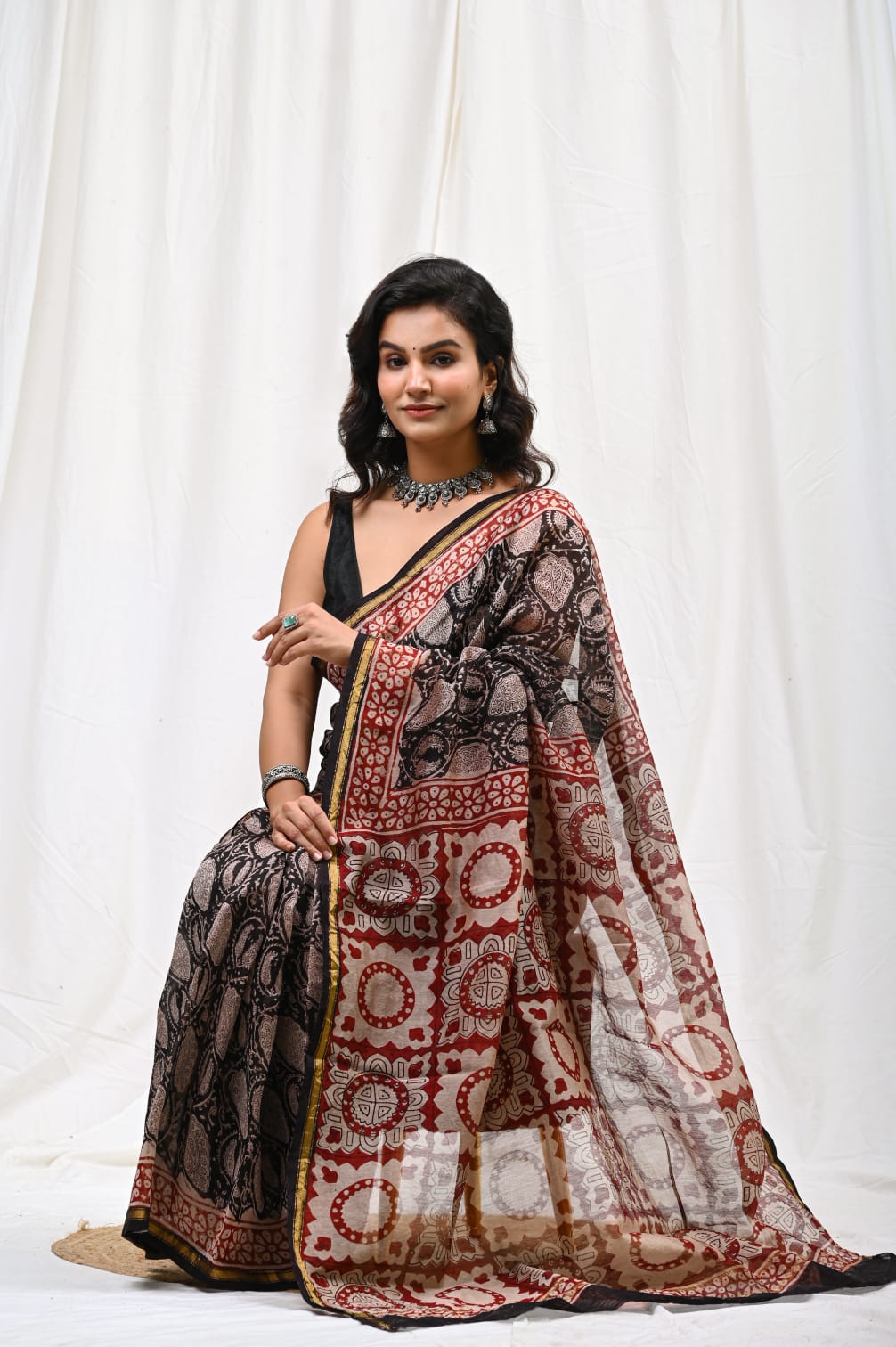 Royal Bagru Print Chanderi Silk Saree