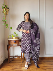 Women's Cotton Suit | Bagru Print Cotton Kurta Set