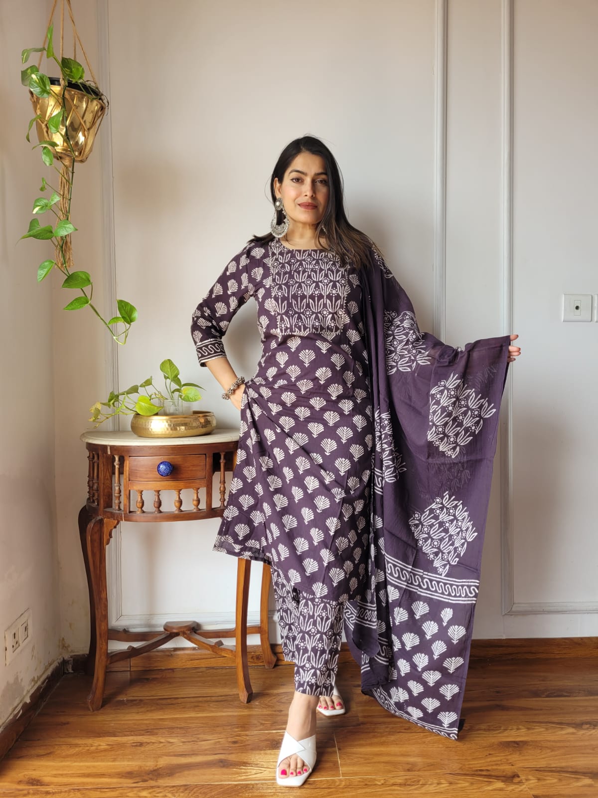 Women's Cotton Suit | Bagru Print Cotton Kurta Set