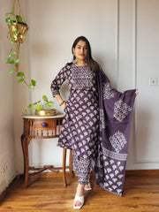 Women's Cotton Suit | Bagru Print Cotton Kurta Set