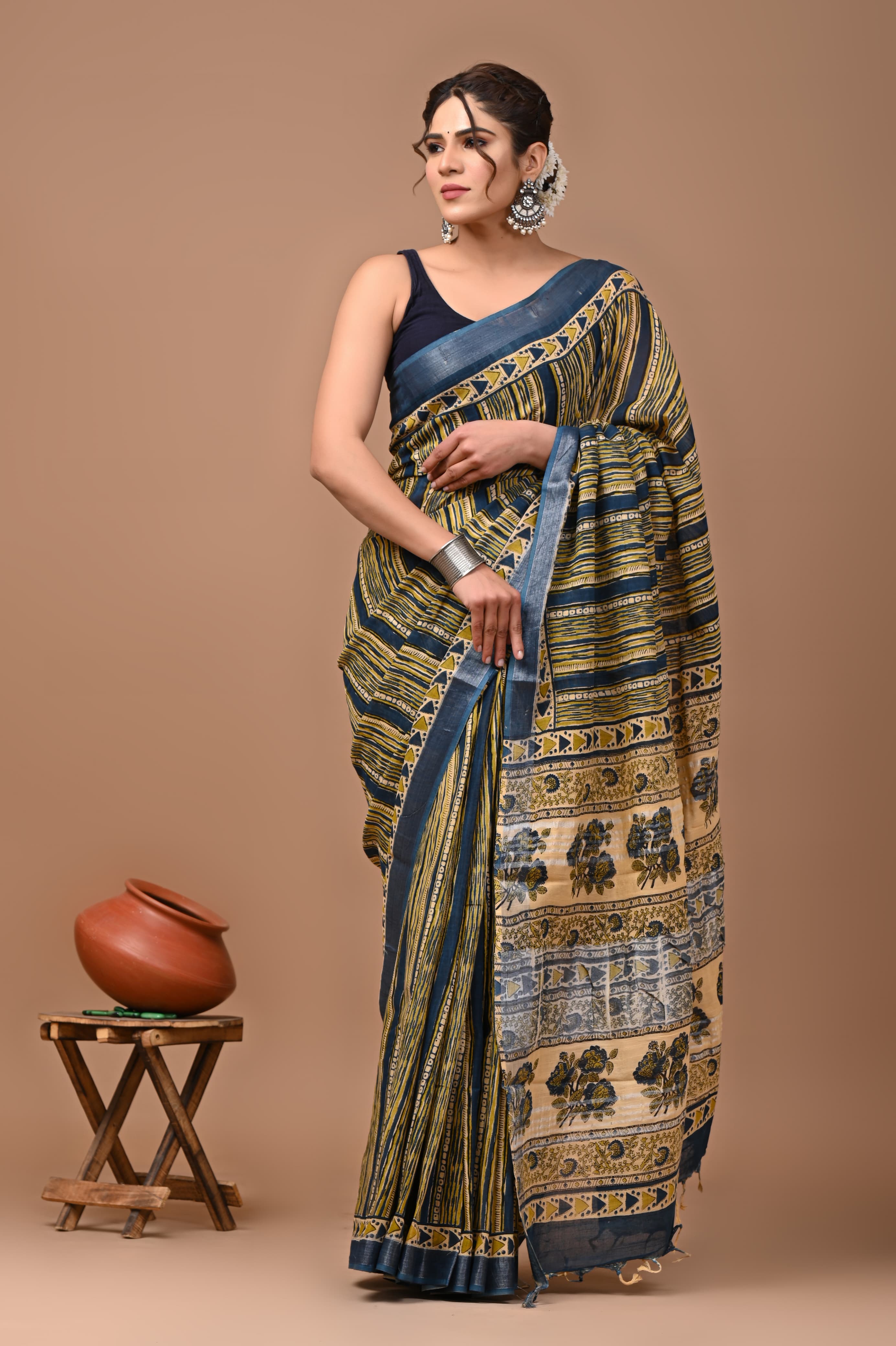 Linen Saree | Authentic Natural Colour Collection