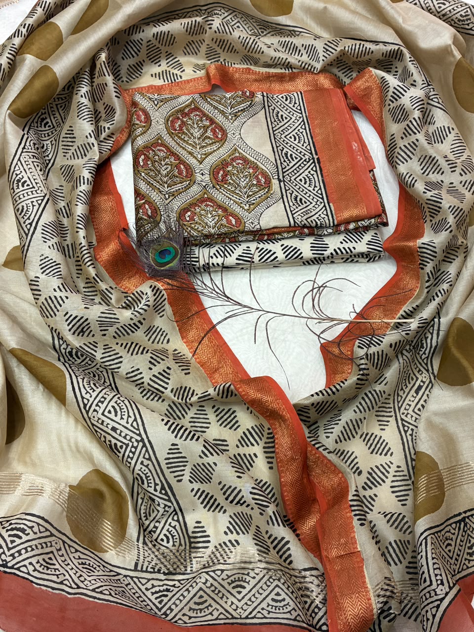 Women's Maheshwari Suit | Elegant Block Printed Collection