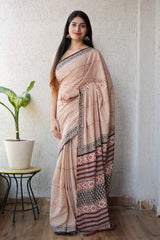 Elegant Bagru Print Pure Cotton Saree for Women