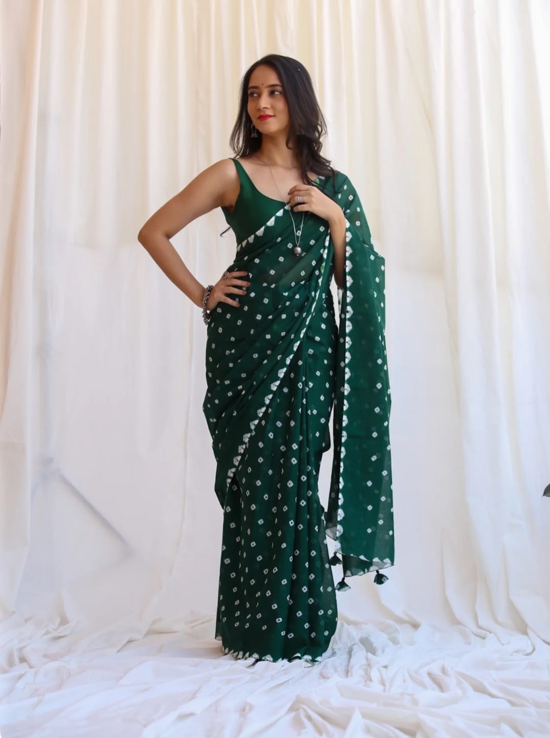 Luxury Cotton Saree with Traditional Bandhej Print