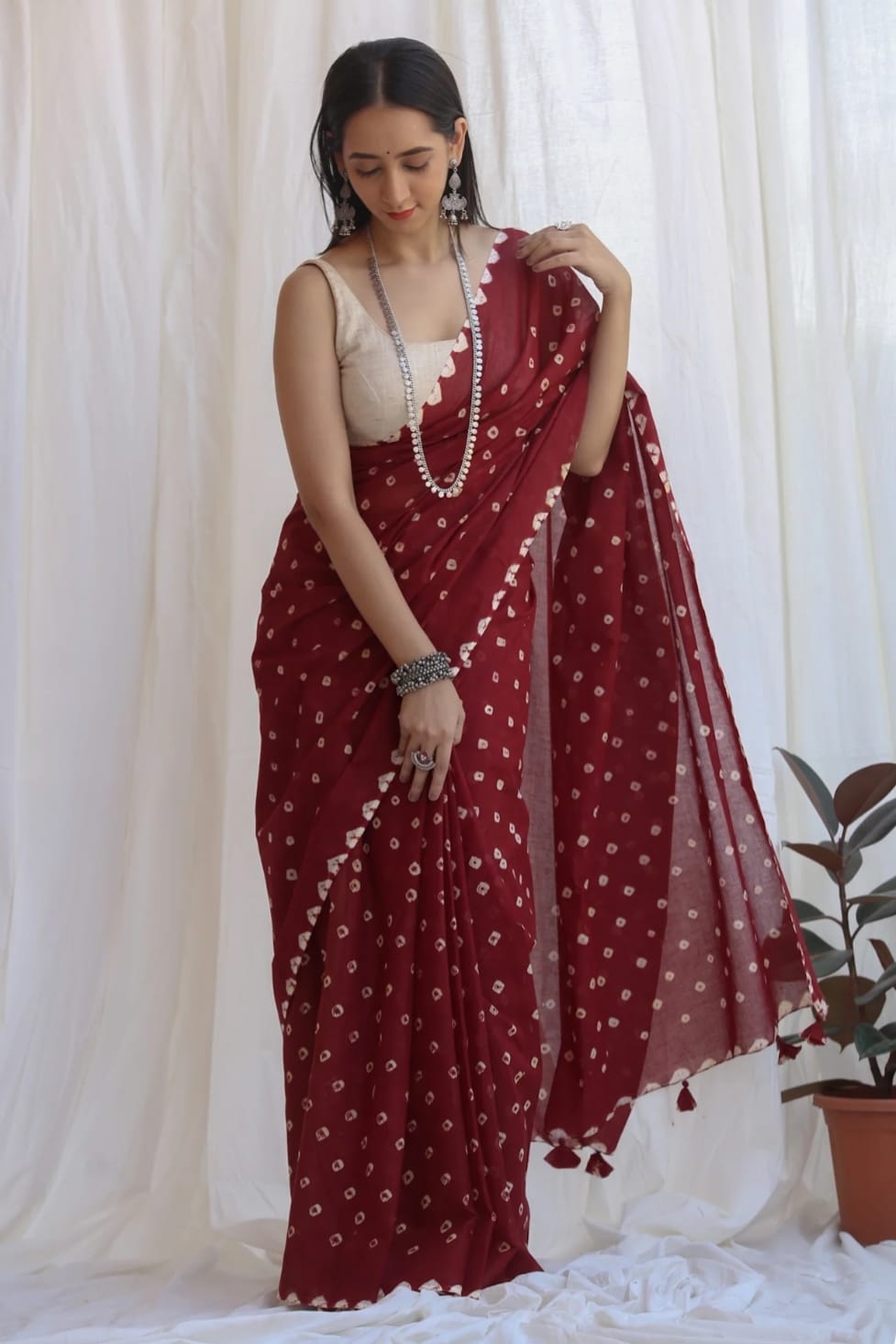 Premium Bandhej Print Cotton Saree for Women