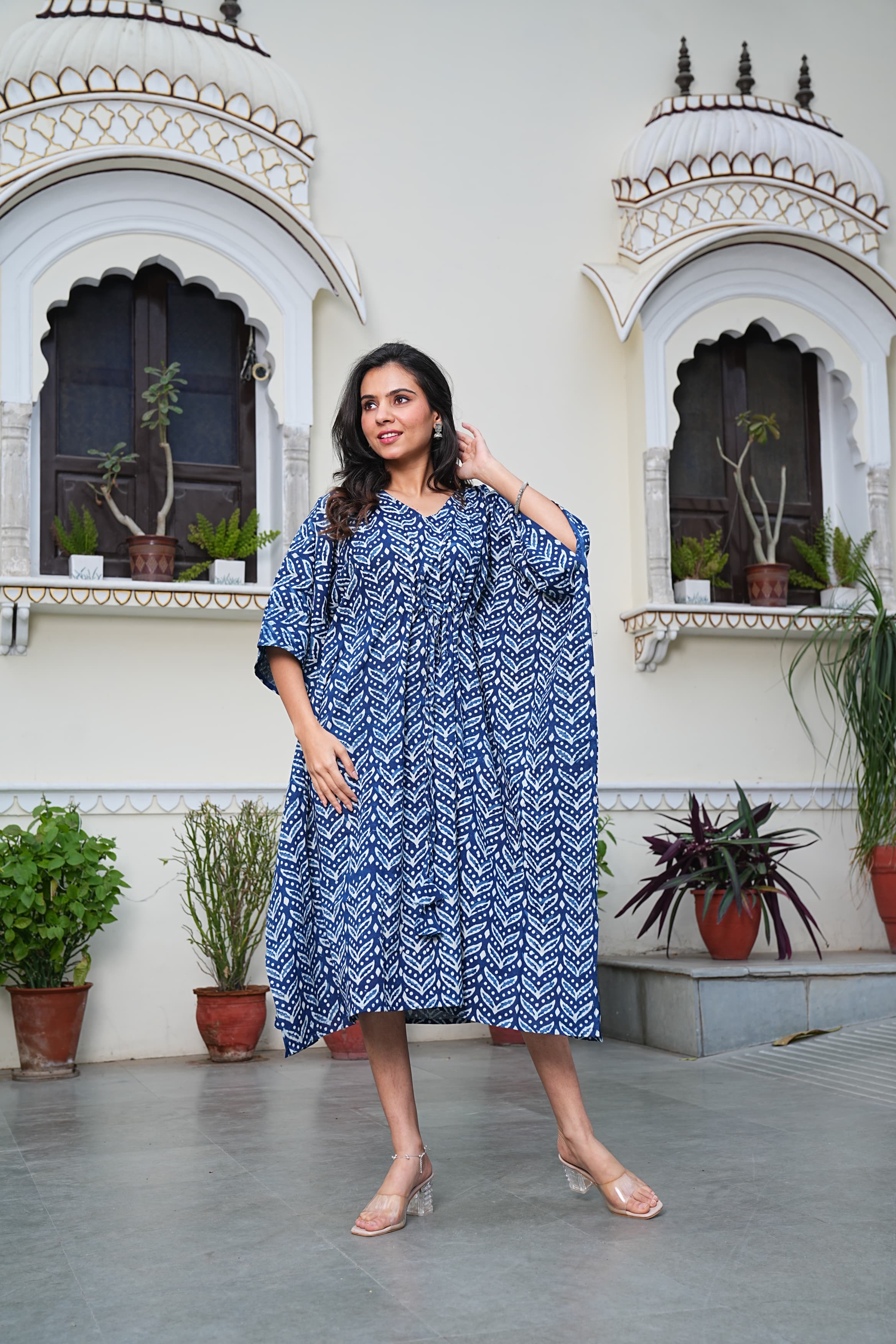 Women's Kaftan | Elegant Hand Block Printed Medium Kaftan