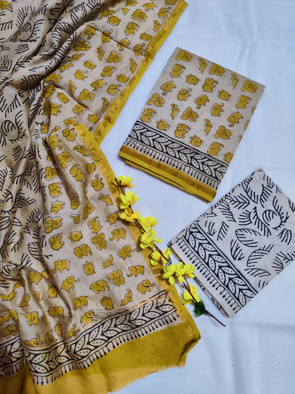 Women's Chanderi Suit | Hand Block Printed Chanderi Silk Suit
