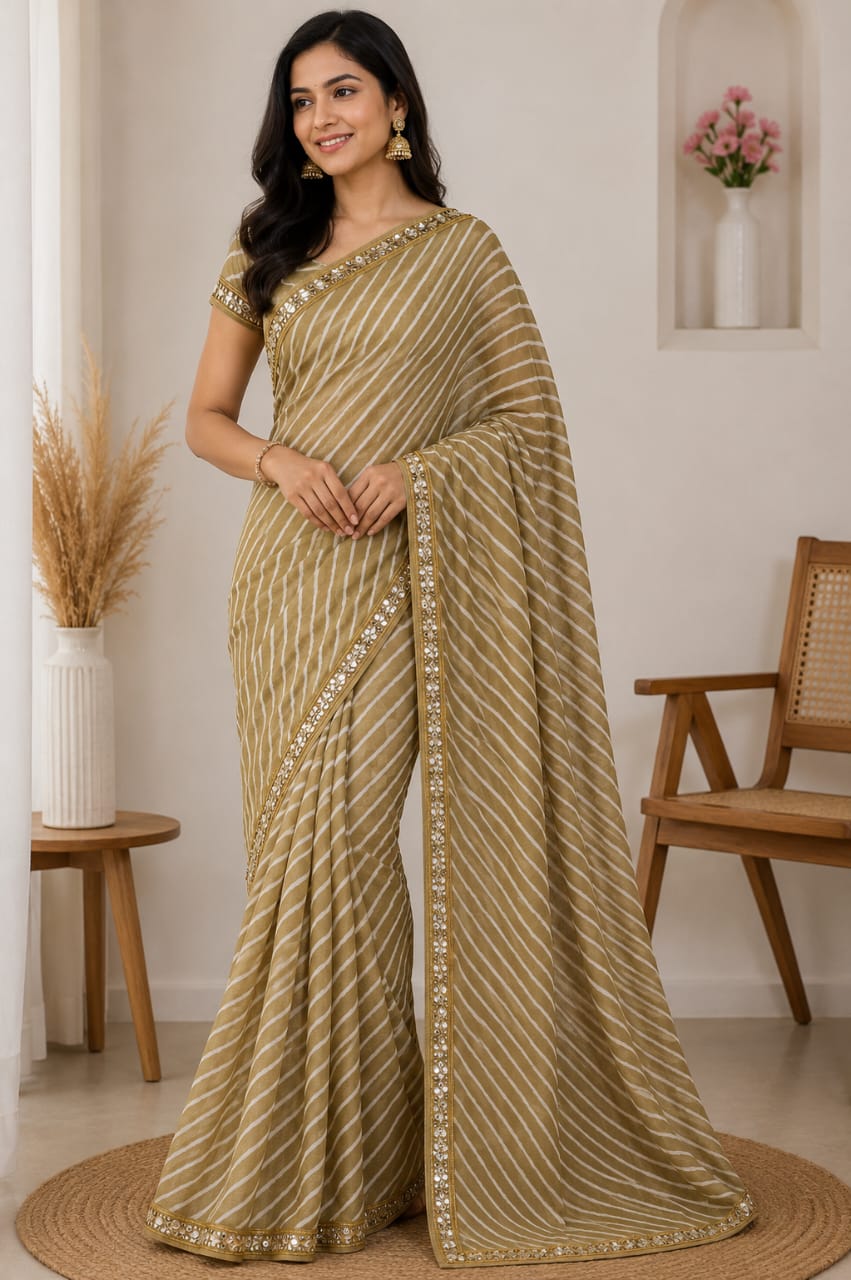Traditional Lehariya Saree with Elegant Border