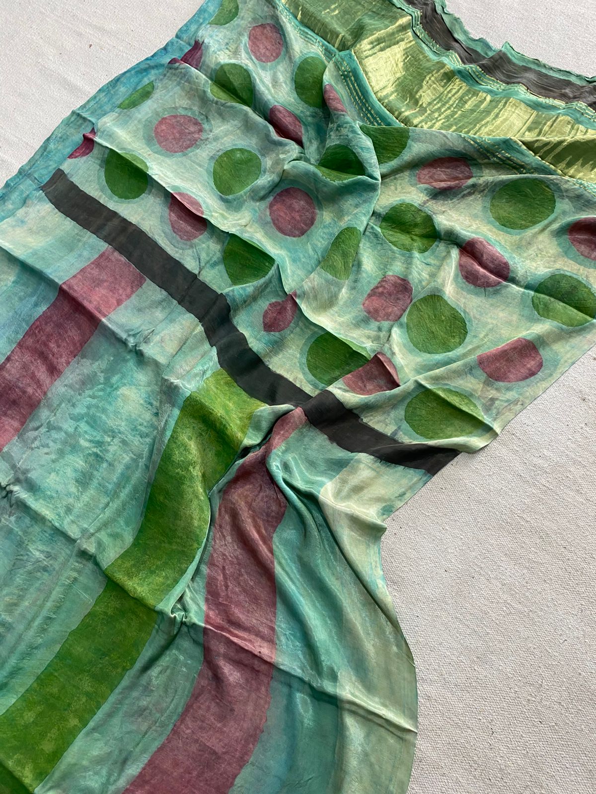 Pure Modal Gajji Silk Saree – Premium Ajrakh Print Lagdi Patta Saree