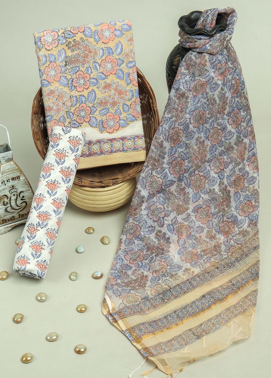 Cotton Suit With Kota Dupatta – Traditional Craft Cotton Collection