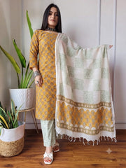 Women's Traditional Indian Linen Suit Set