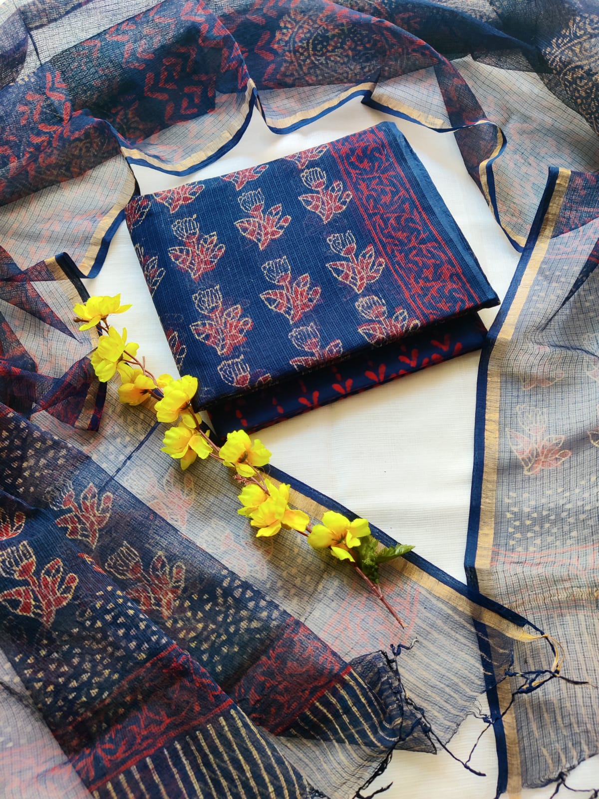 Women's Kota Doria Suit | Cotton Bottom with Designer Dupatta
