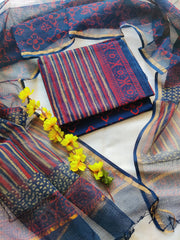 Women's Kota Doria Suit | Cotton Bottom & Kota Doria Dupatta