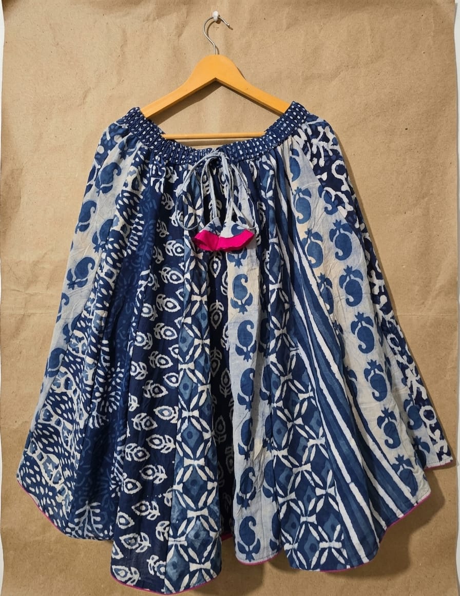 Women's Cotton Short Skirt | Traditional Bagru Print