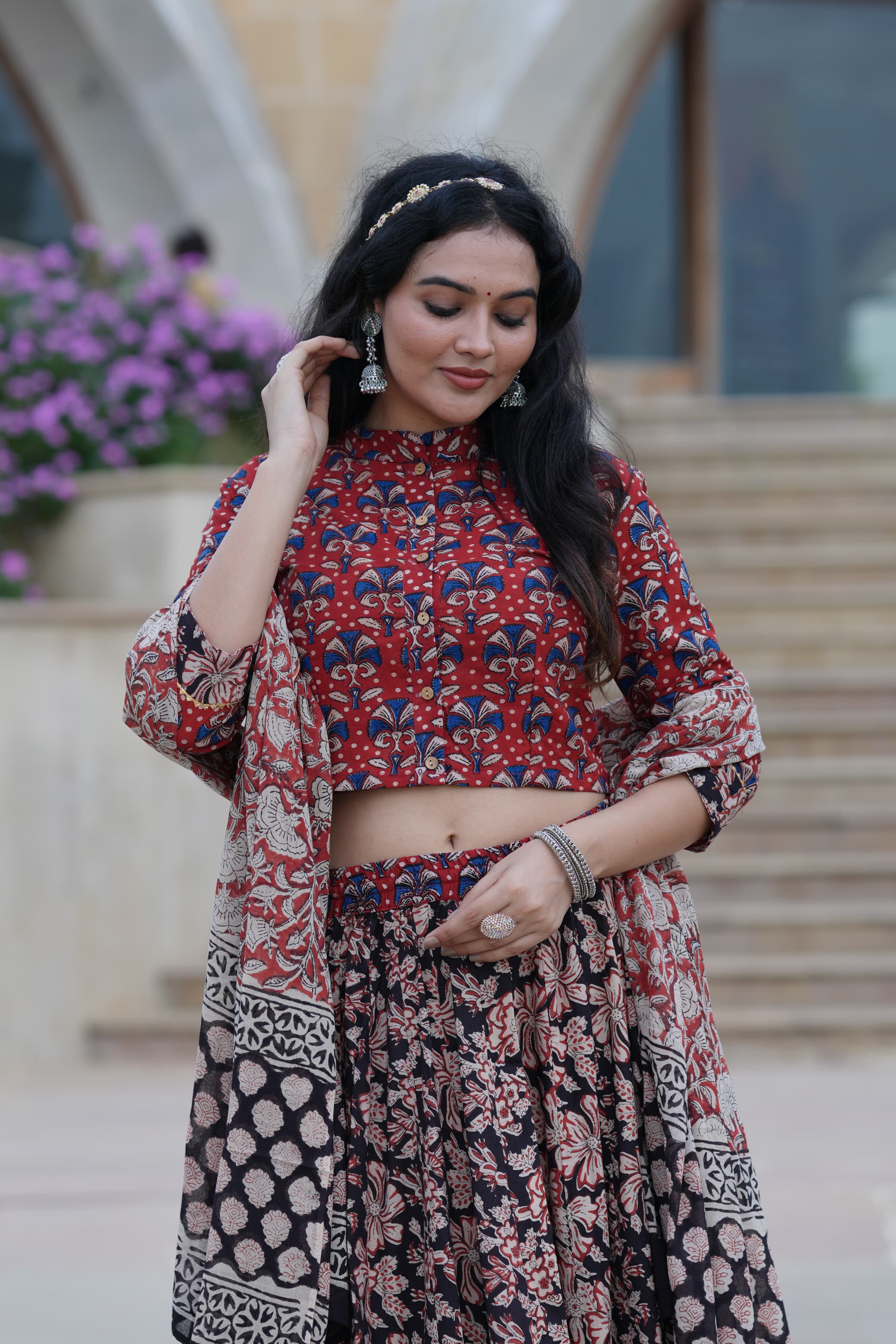 Traditional Bagru Hand Block Printed Lehenga Choli Set with Dupatta