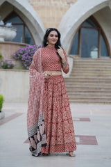 Pure Cotton Bagru Print Designer Lehenga Choli for Women