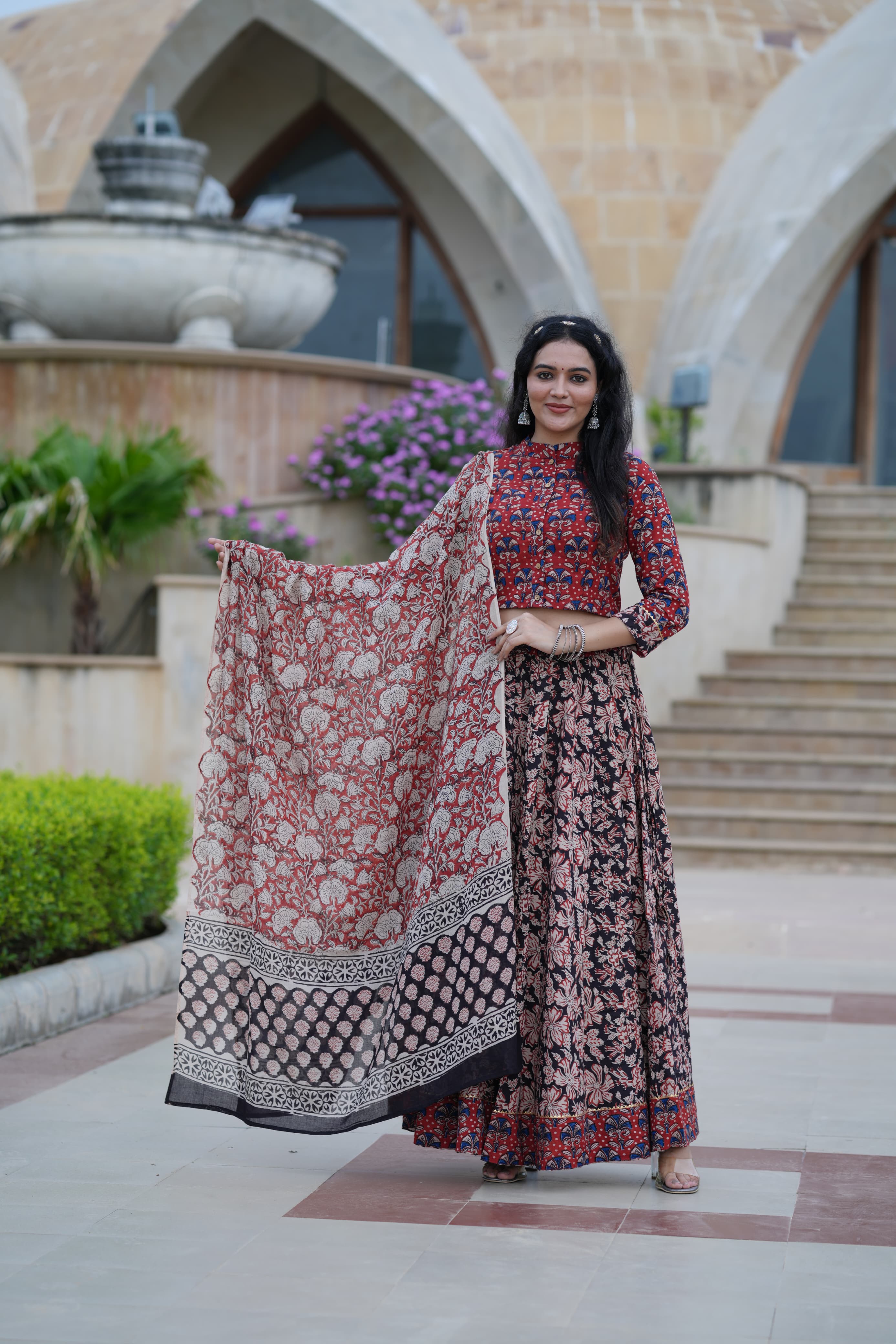 Traditional Bagru Hand Block Printed Lehenga Choli Set with Dupatta