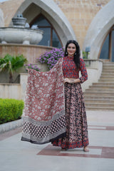 Traditional Bagru Hand Block Printed Lehenga Choli Set with Dupatta