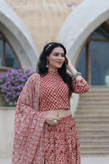 Pure Cotton Bagru Print Designer Lehenga Choli for Women