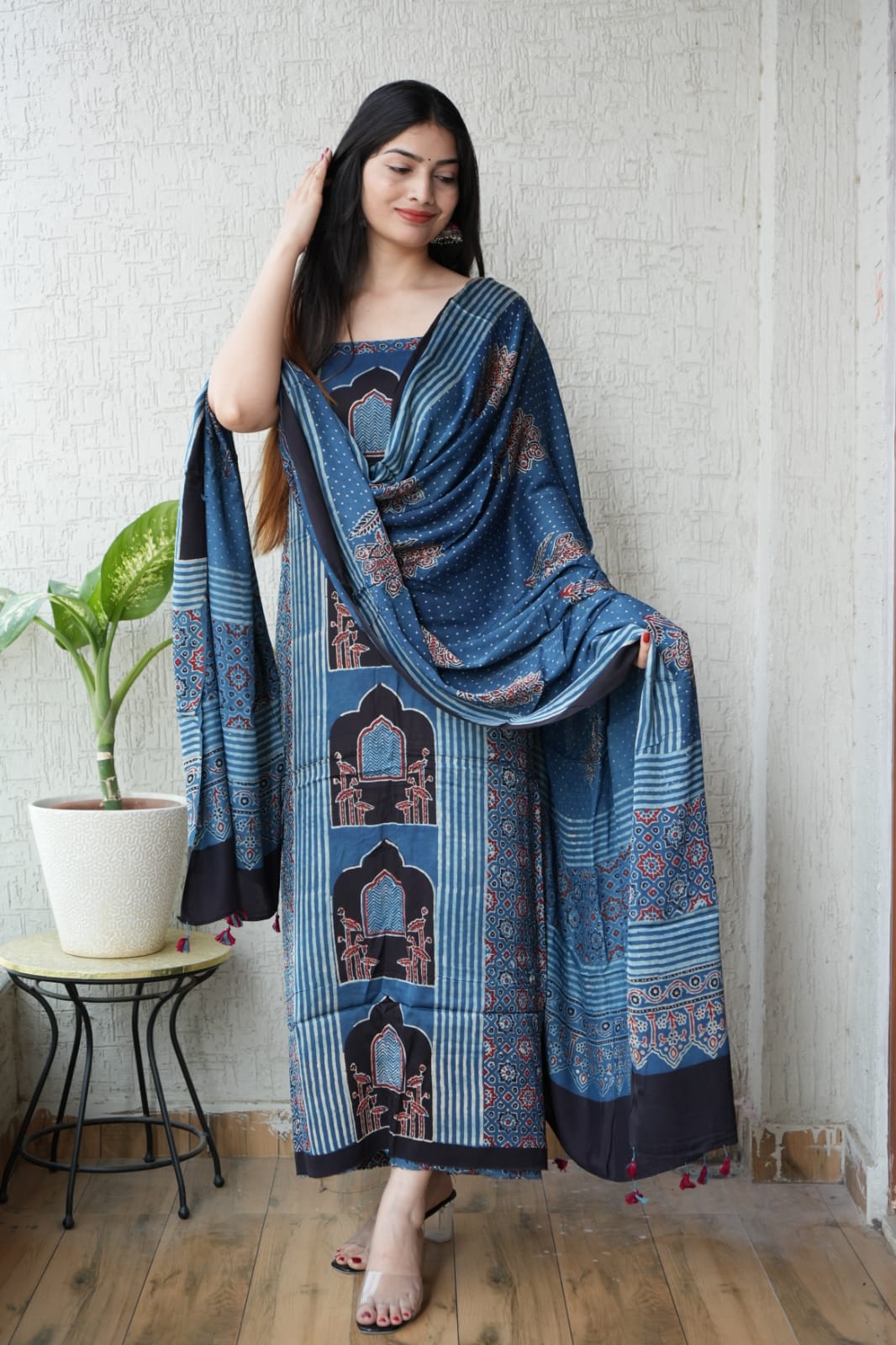 Ajrakh Modal Suit Set | Premium Modal Kurta & Dupatta