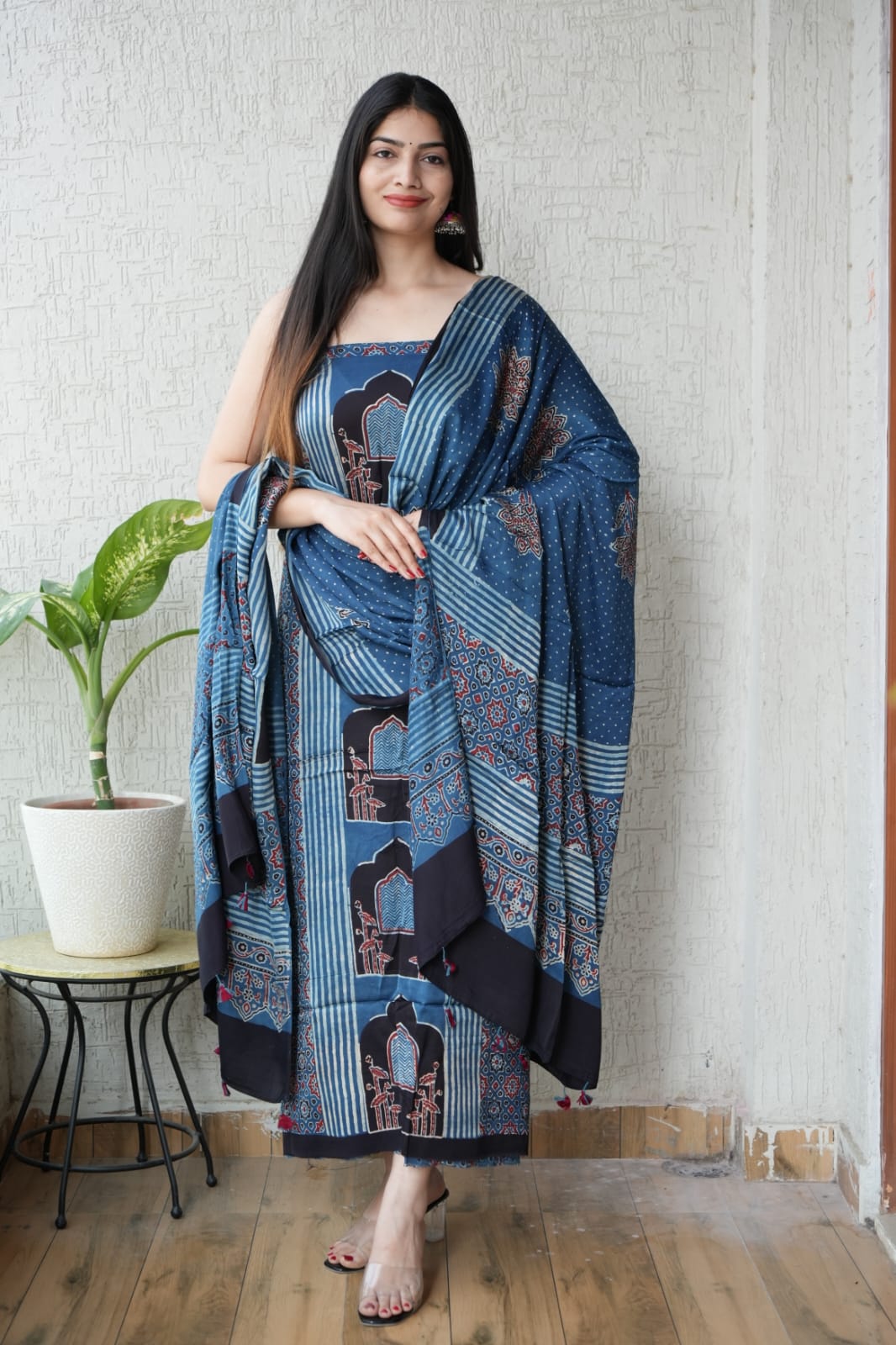 Ajrakh Modal Suit Set | Premium Modal Kurta & Dupatta